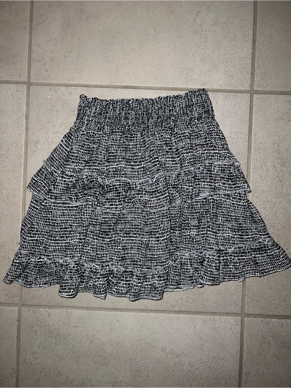Altar'd State Black and White Ruffle Mini Skirt